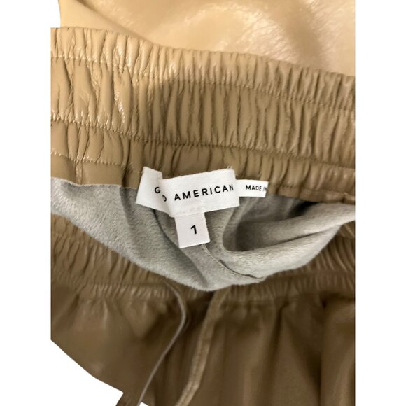 NWT Good American Faux Leather Wide Leg Trousers Warm Carmel Small (GA size 1) - Picture 8 of 11
